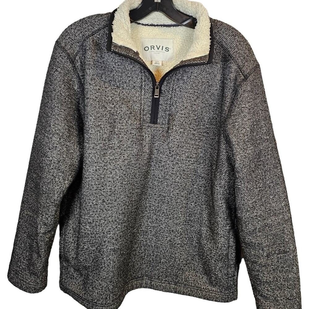 Orvis Sherpa Lined Thick Quarter Zip Mens Sweater Sweatshirt EUC Size Medium